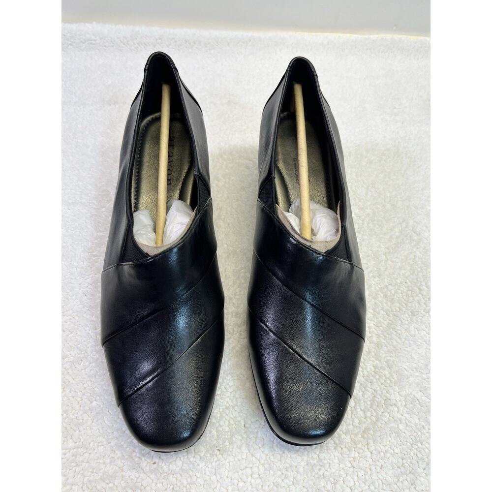 Aravon by New Balance Elizabeth Woman Black Leather Comfort Heels, Sz 9 WIDE D